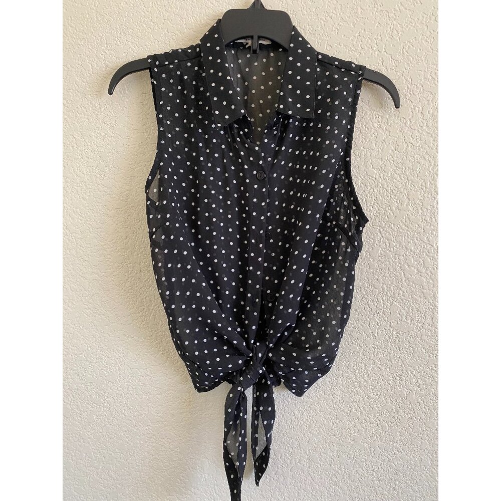 S Black Polka Dot Tie Tank